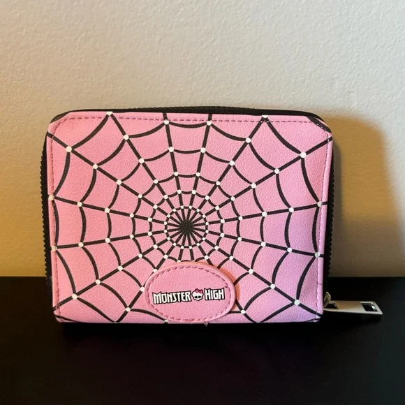Monster High Draculaura Pink Spiderweb Mini Zipper Wallet - Picture 2 of 4